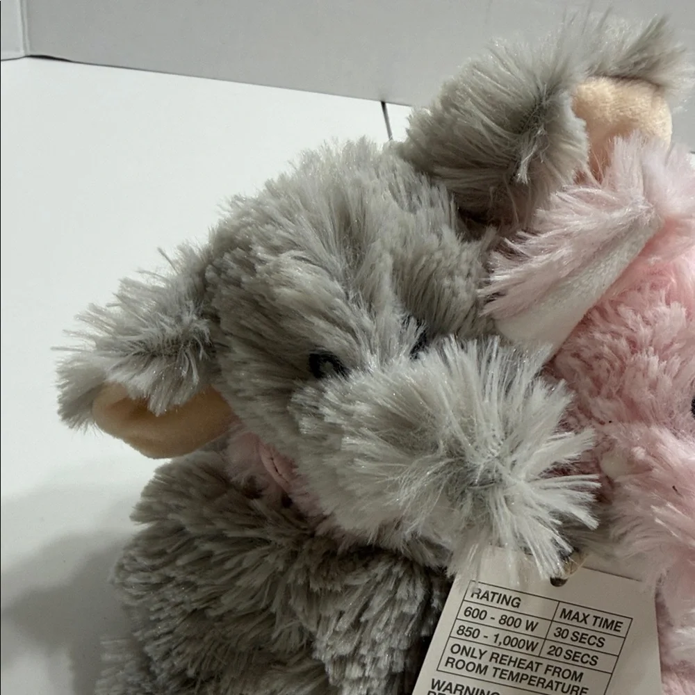 Warmies Hugs Plush Small Pet Toy - Pink and Gray Cuddly Elephant Pair